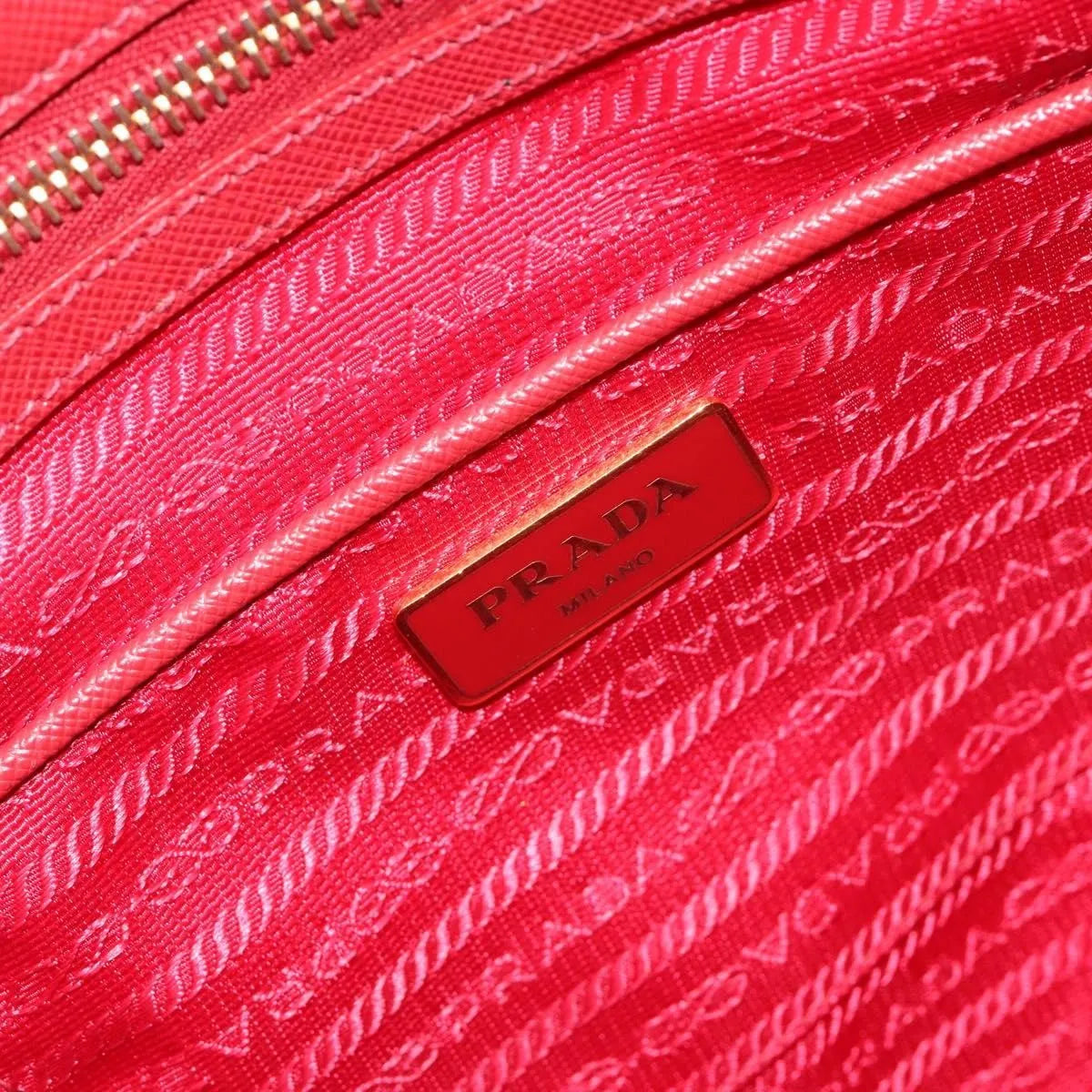 Prada Double Zip Lux Tote Saffiano Leather, Red, Leather, Handbag