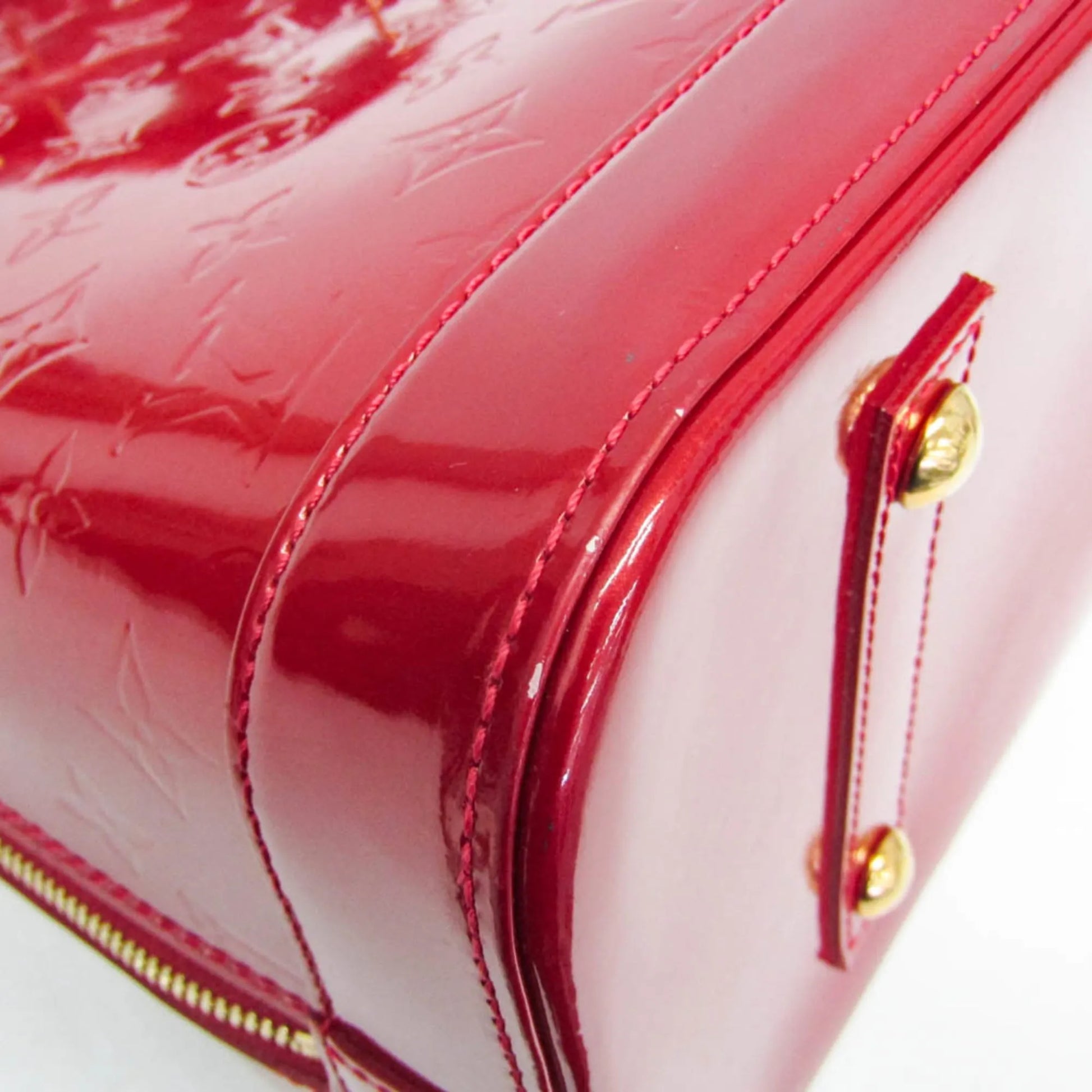 Louis Vuitton Alma Monogram Vernis, Red, Patent Leather, Handbag