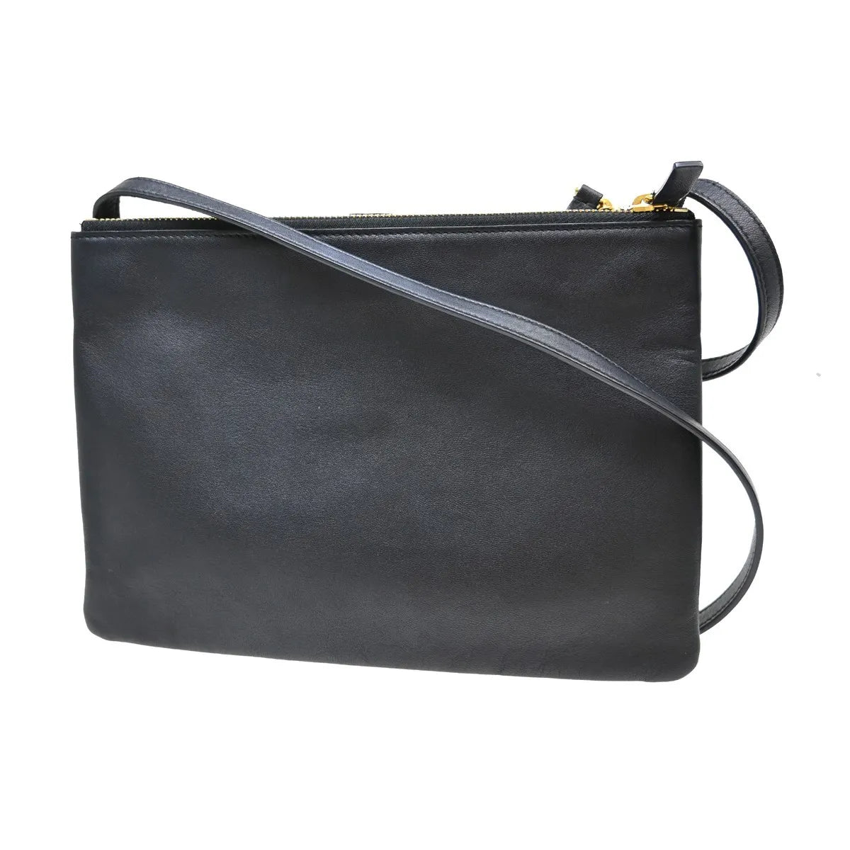 Celine Trio Leather, Black, Leather, Shoulder Bag