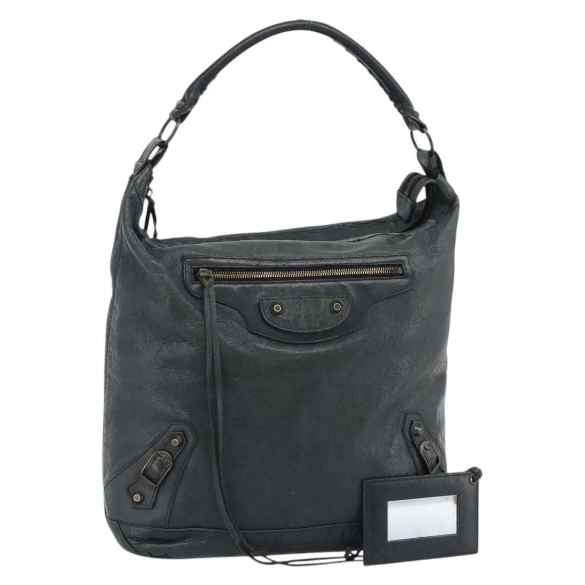 Balenciaga Giant Studs Day Hobo Leather, Green, Leather, Shoulder Bag