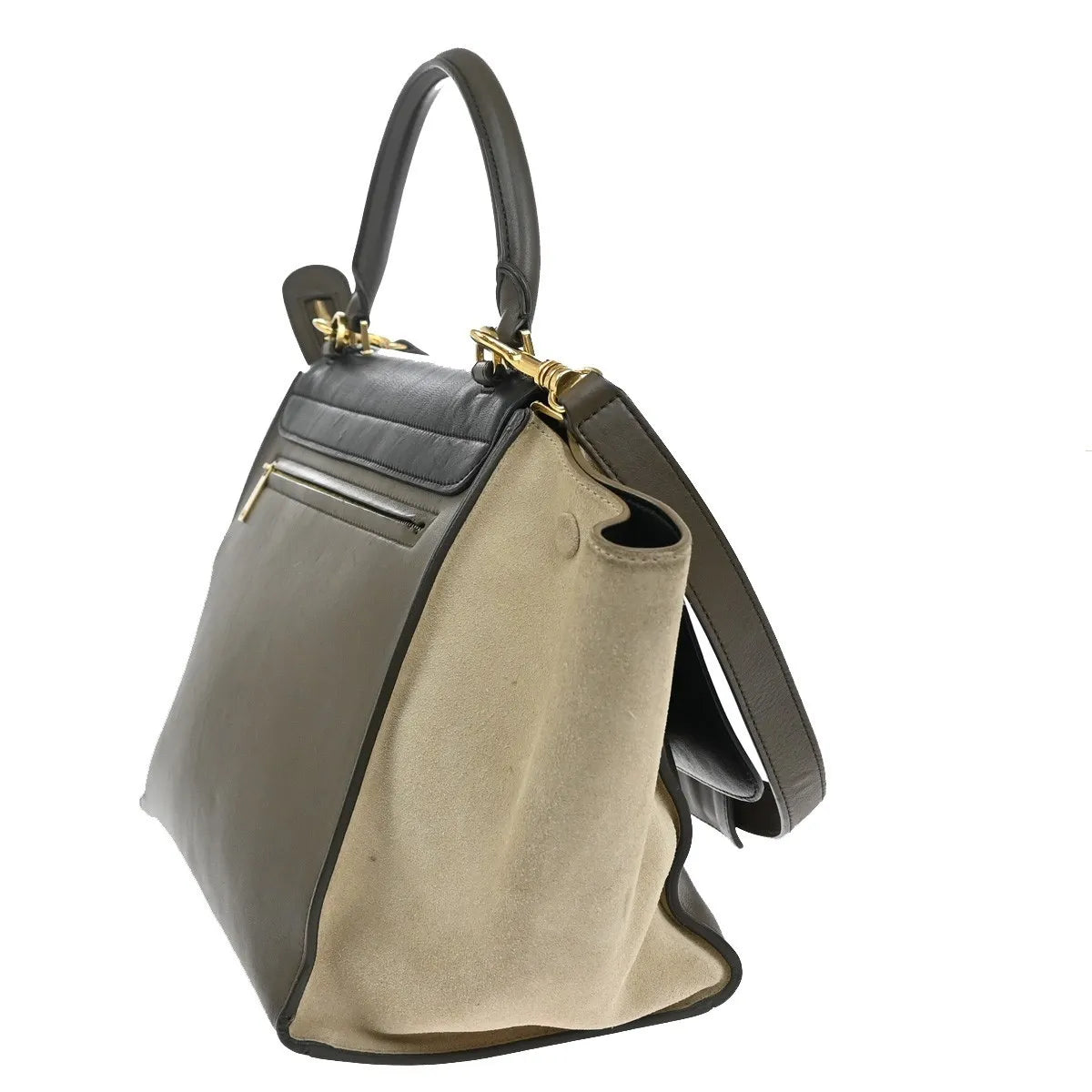 Celine Trapeze Leather with Suede, Multicolour, Leather, Handbag