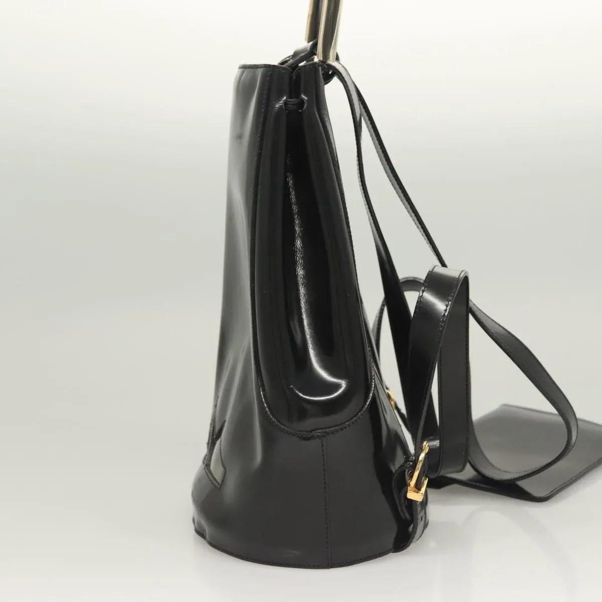 Salvatore Ferragamo Gancini Patent Leather, Black, Patent Leather, Backpack