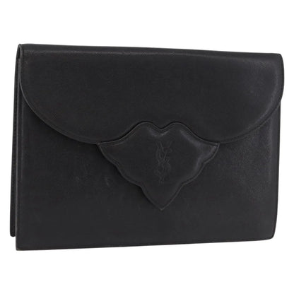 Saint Laurent Vintage Leather, Black, Leather, Clutch