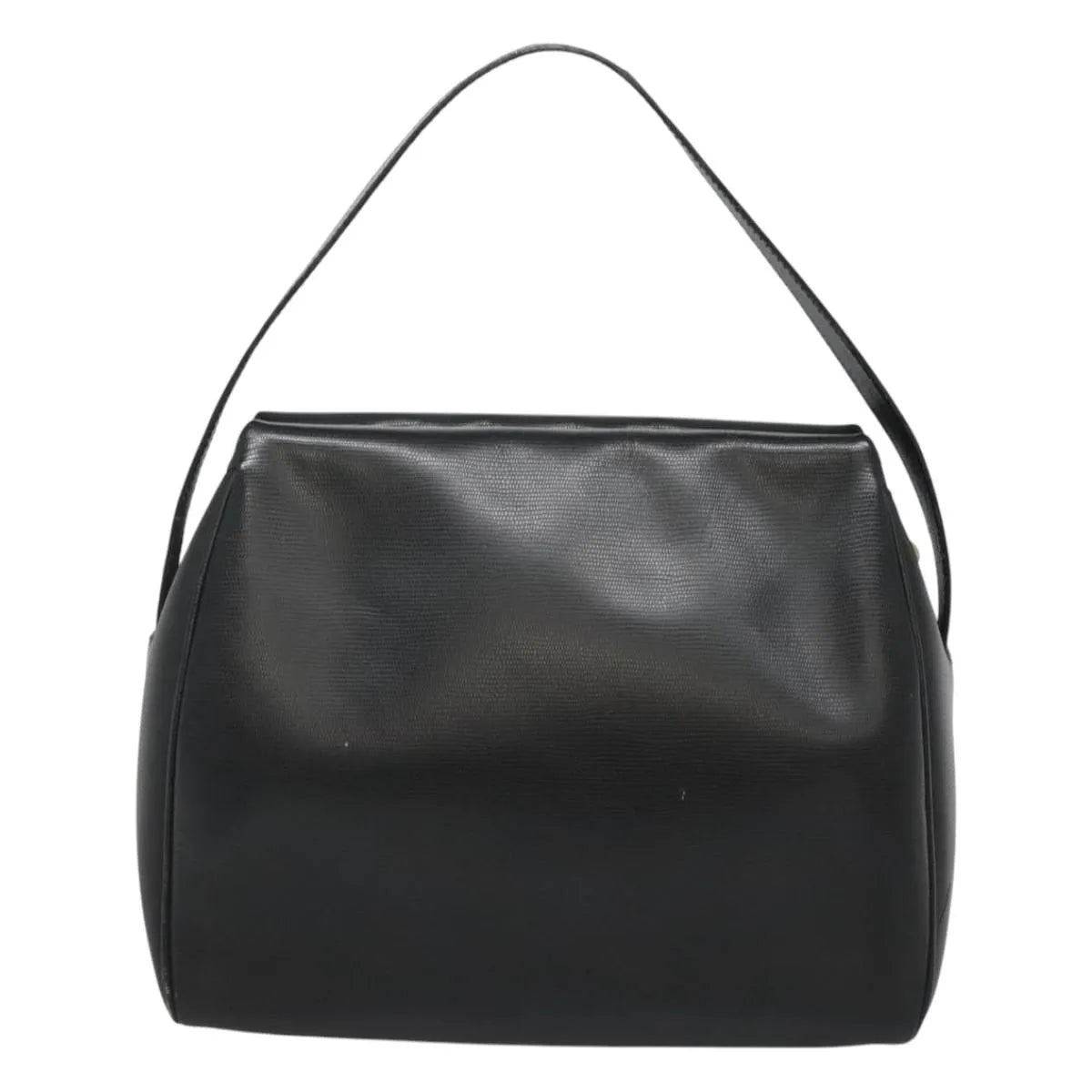 Celine Circle Logo Leather, Black, Leather, Handbag