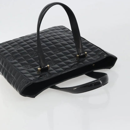 Chanel Chocolate Bar CC Tote Quilted Patent, Black, Patent Leather, Tote Bag