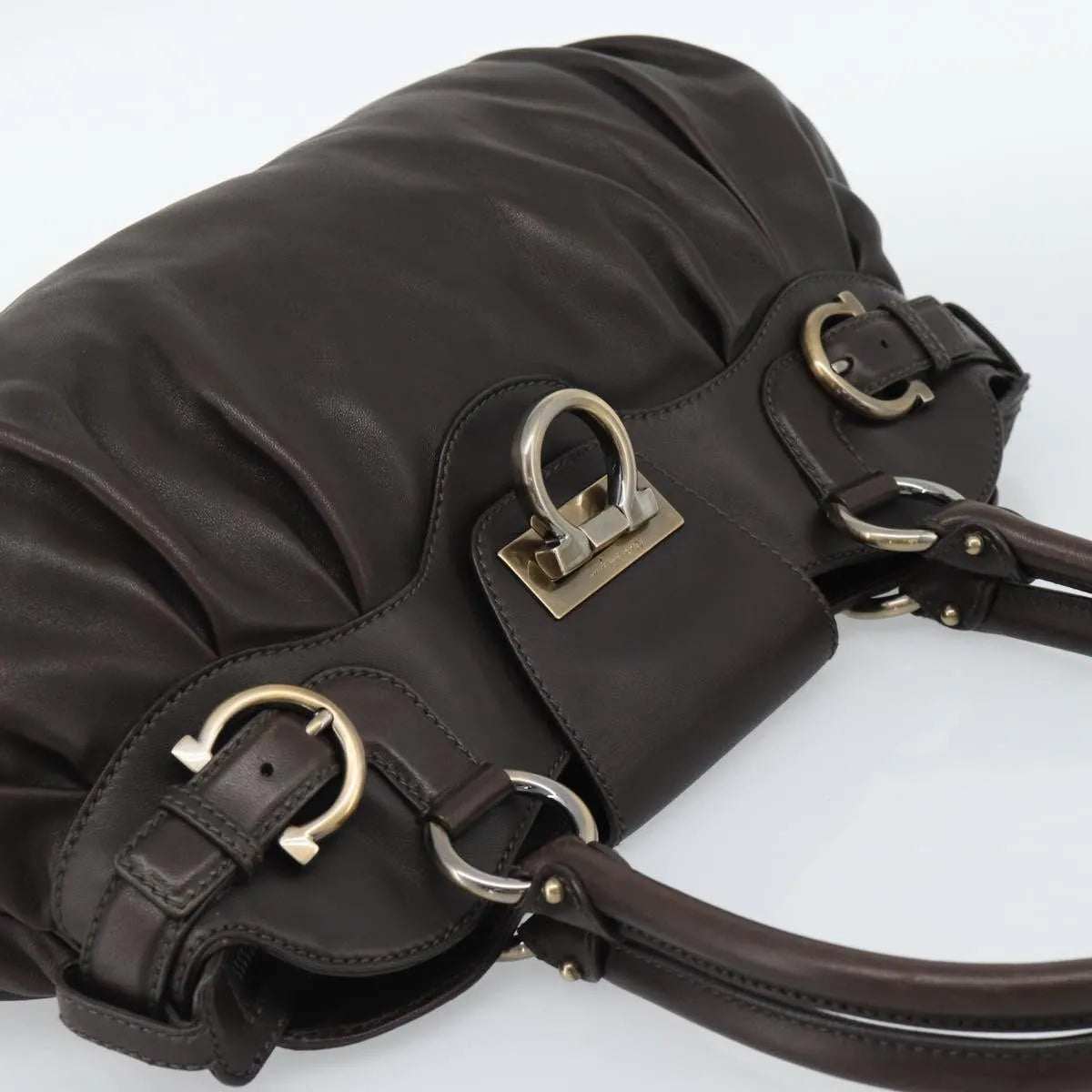 Salvatore Ferragamo Marisa Leather, Brown, Leather, Handbag