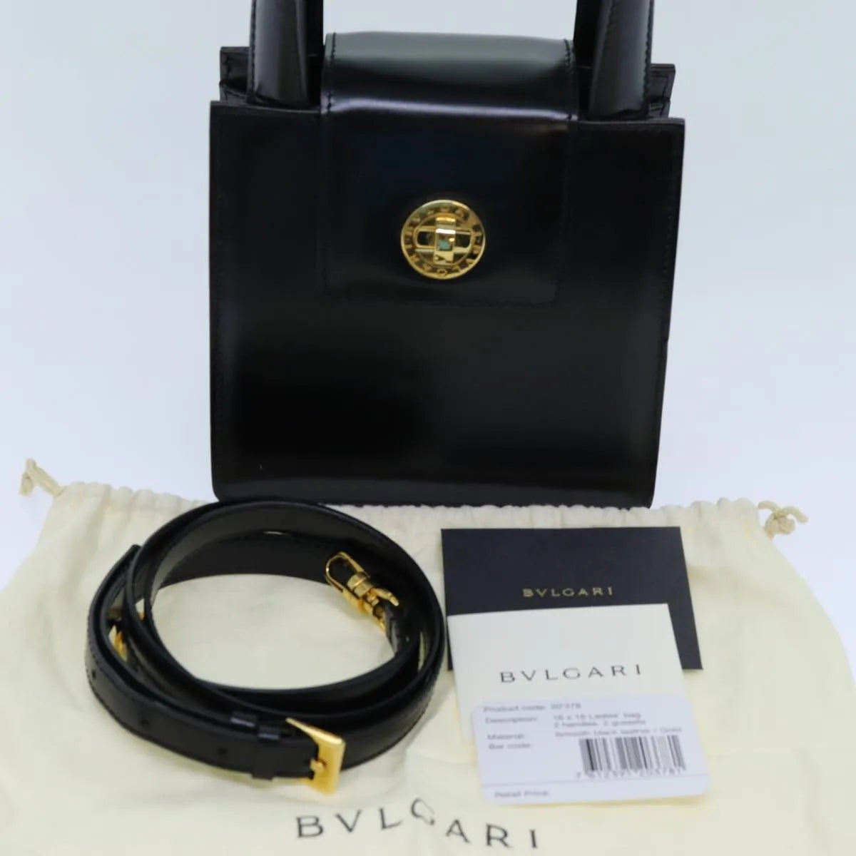 Bvlgari Handbag Leather, Black, Leather, Handbag