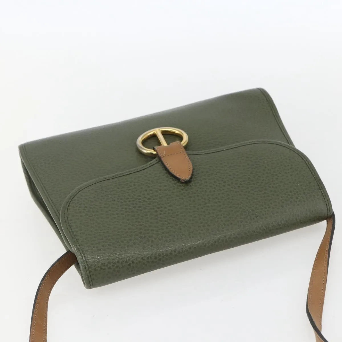 Christian Dior Vintage Leather, Khaki, Leather, Shoulder Bag