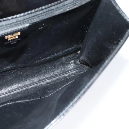 Celine Vintage Circle Logo Leather, Black, Leather, Shoulder Bag