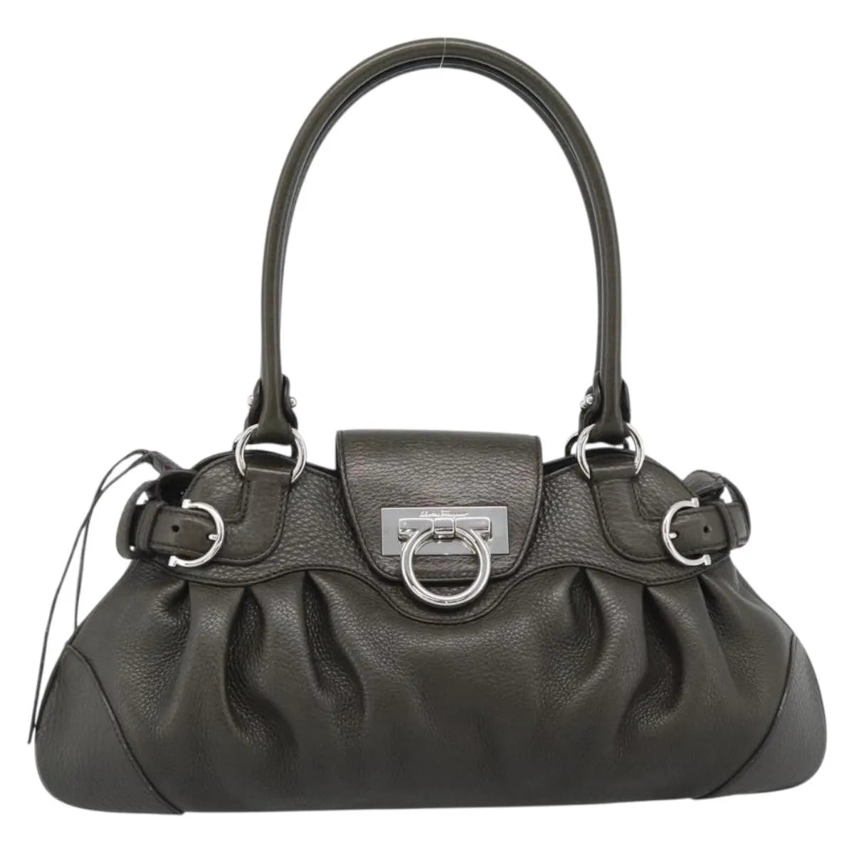 Salvatore Ferragamo Marisa Leather, Khaki, Leather, Handbag