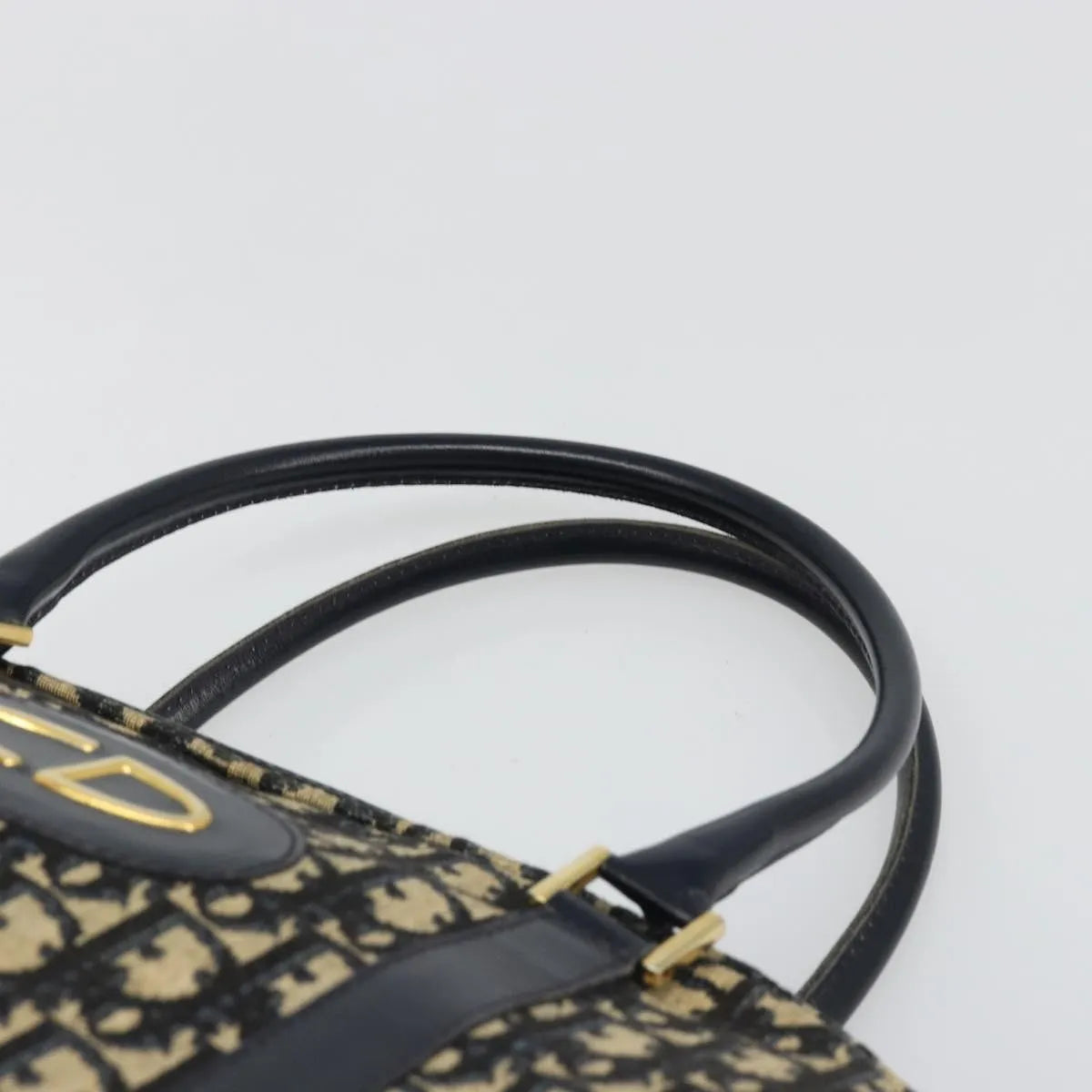 Christian Dior Vintage Trotter Boston Diorissimo Canvas, Navy, Canvas, Handbag