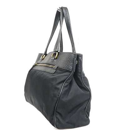 Prada Tessuto Tote nylon and leather, Black, Nylon, Handbag