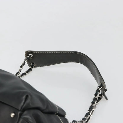 Chanel CC Shoulder Bag Leather, Black, Leather, Handbag