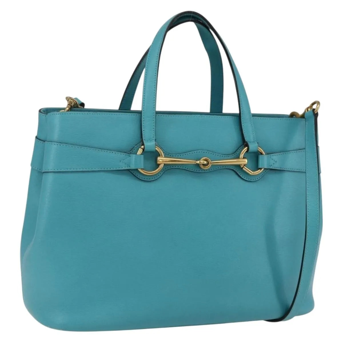 Gucci Bright Bit Convertible Tote Leather, Blue, Leather, Tote Bag