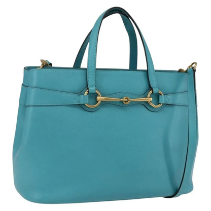 Gucci Bright Bit Convertible Tote Leather, Blue, Leather, Tote Bag