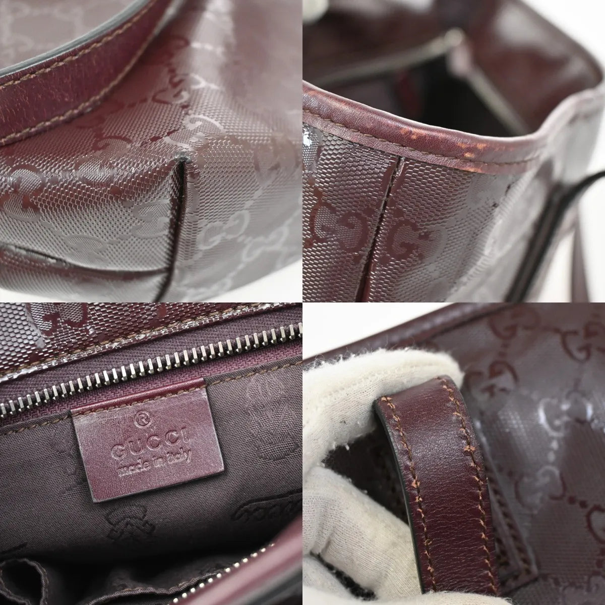 Gucci Plus Tote GG Imprime, Burgundy, PVC, Shoulder Bag