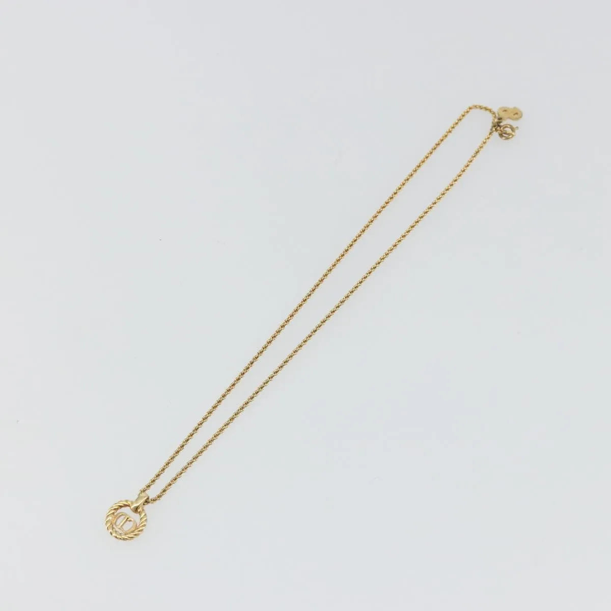 Christian Dior CD Round Pendant Metal, Gold, Metal, Necklace