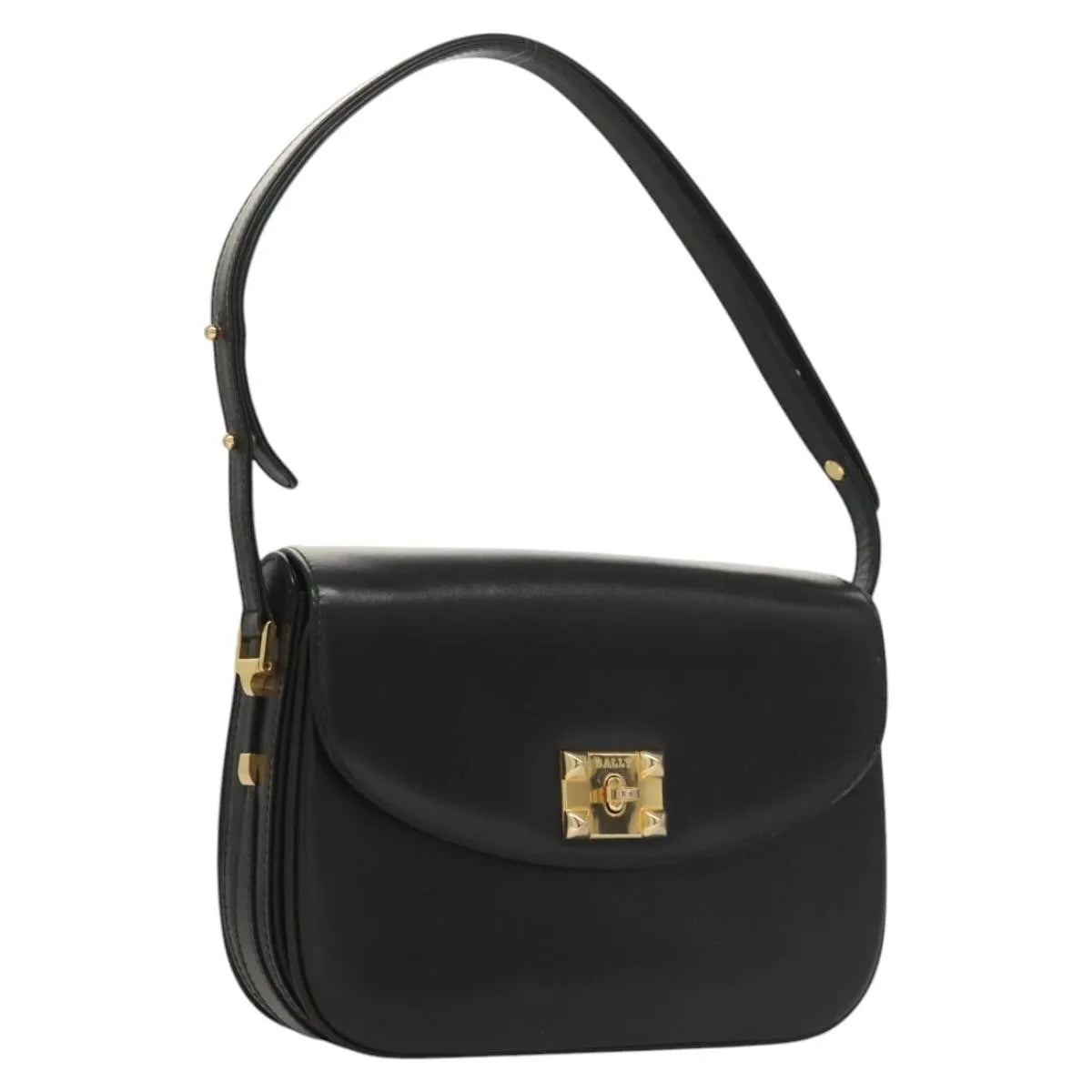 Bally Vintage Leather, Black, Leather, Shoulder Bag