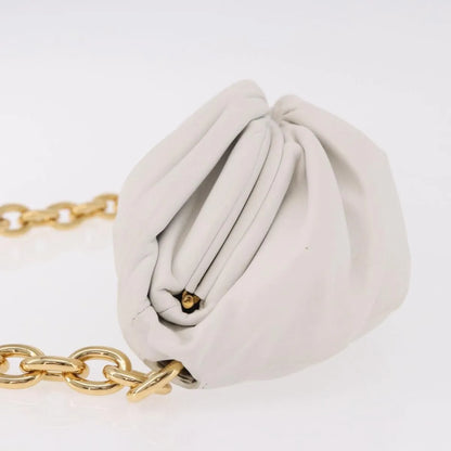 Bottega Veneta The Chain Leather, White, Leather, Shoulder Bag