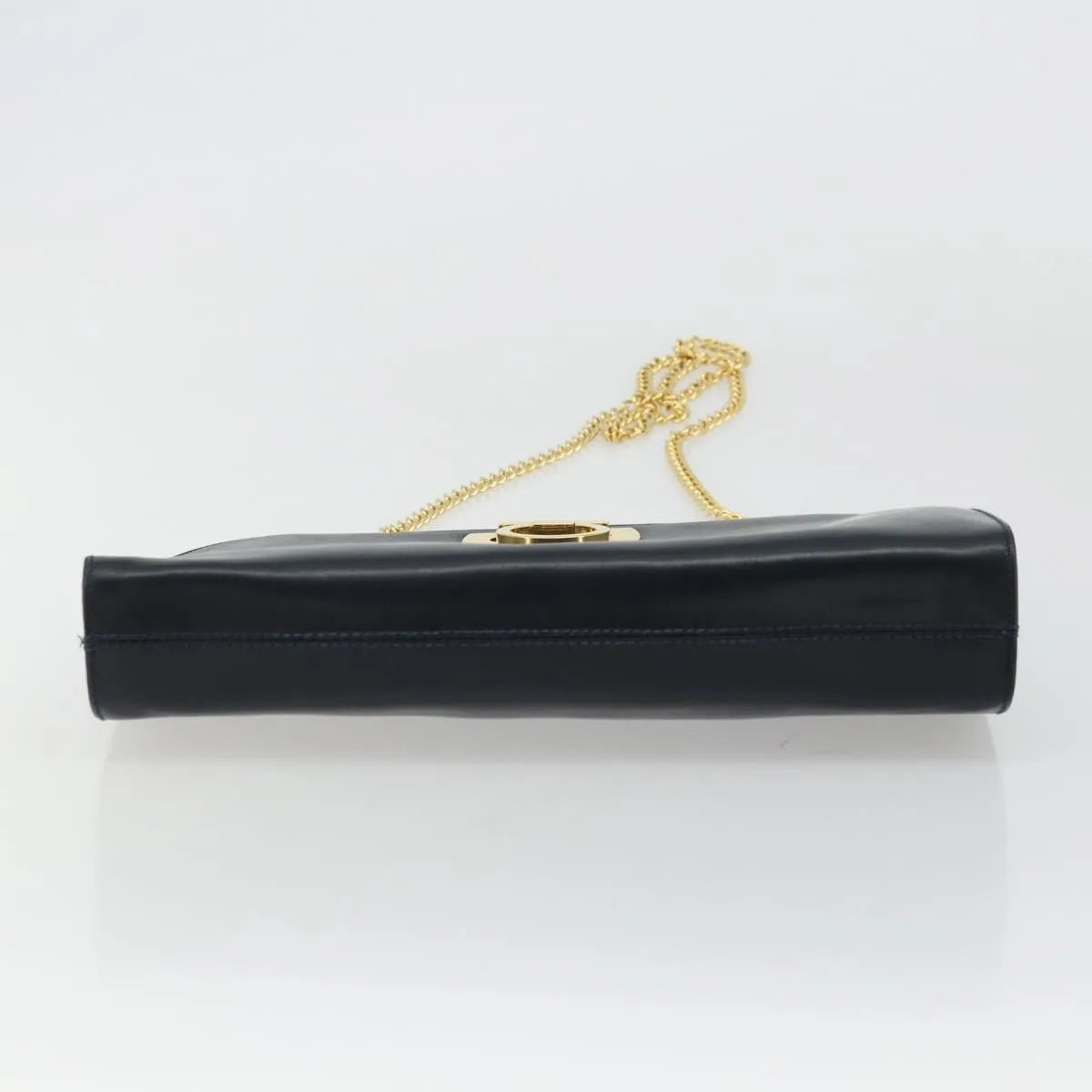 Salvatore Ferragamo Vintage Gancini Chain Leather, Navy, Leather, Shoulder Bag