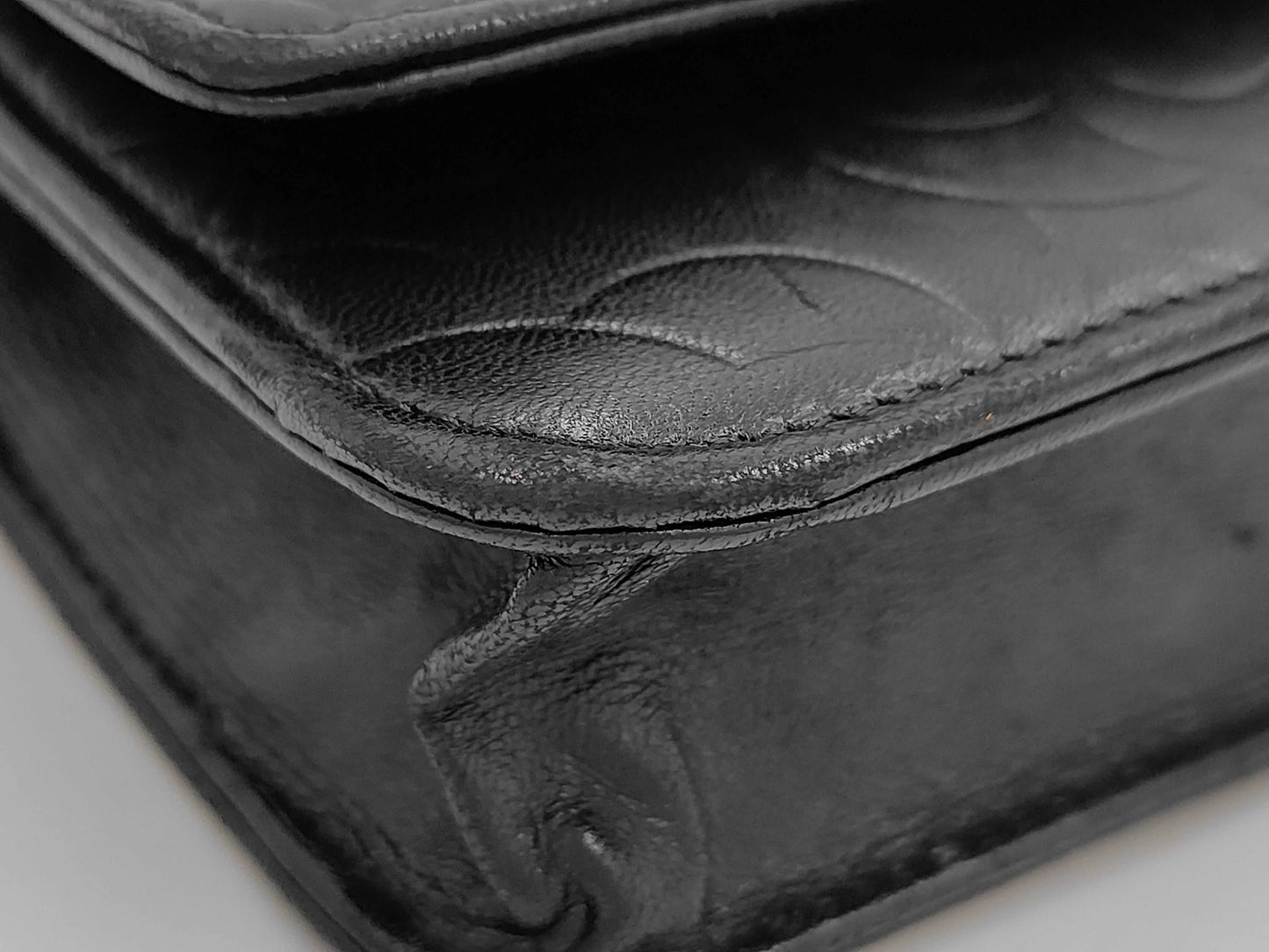 Chanel Sweet Camellia Wallet on Chain Quilted Lambskin, Black, Leather, Shoulder Bag