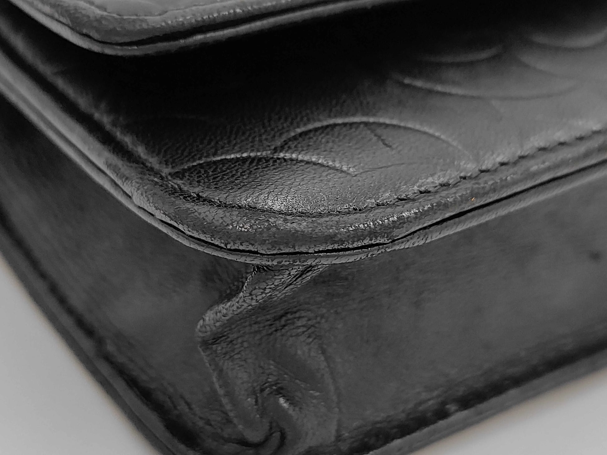 Chanel Sweet Camellia Wallet on Chain Quilted Lambskin, Black, Leather, Shoulder Bag