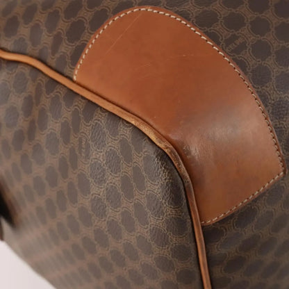 Celine Vintage Macadam Boston Canvas and Leather, Brown, PVC, Handbag
