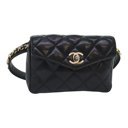 Chanel Vintage CC Waist Lambskin, Black, Leather, Shoulder Bag