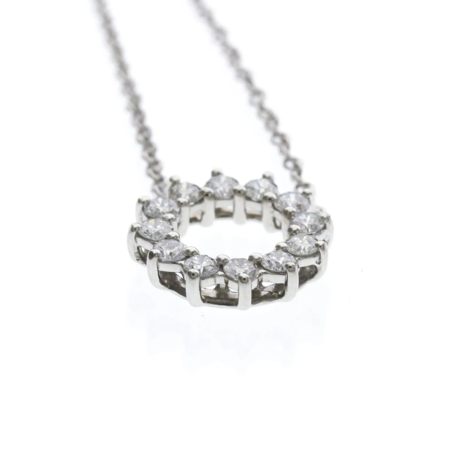 Tiffany & Co. Open Circle Pendant Platinum with Diamonds, Silver, Platinum, Necklace