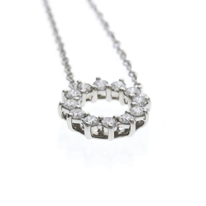 Tiffany & Co. Open Circle Pendant Platinum with Diamonds, Silver, Platinum, Necklace