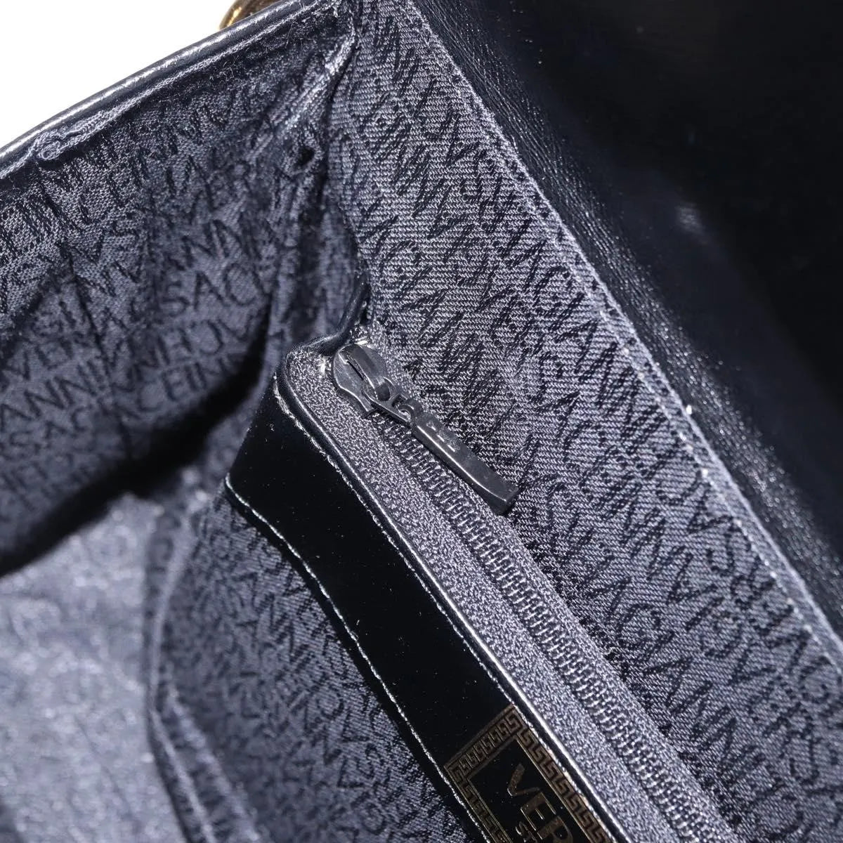 Versace Vintage Leather, Black, Leather, Handbag