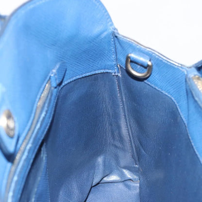 Prada Cuir Promenade Front Zip Tote Leather, Blue, Leather, Handbag