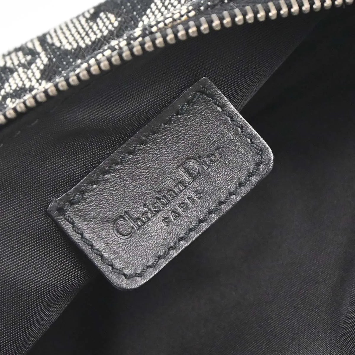 Christian Dior Vintage Saddle Diorissimo Canvas, Black, Canvas, Shoulder Bag