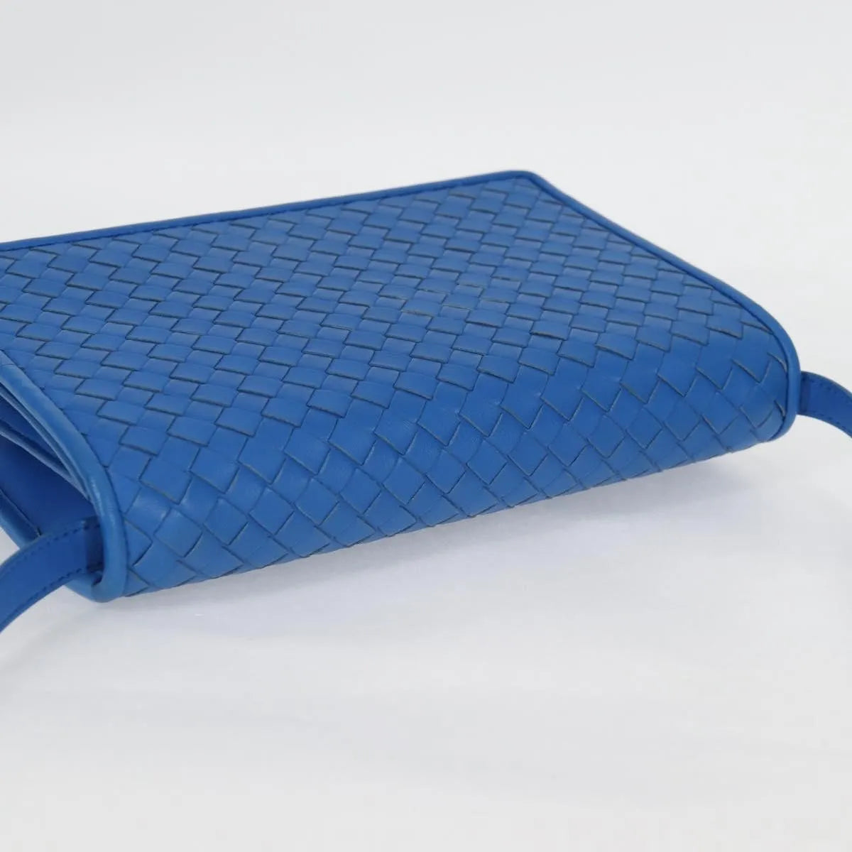 Bottega Veneta Double Compartment Flap Intrecciato Nappa, Blue, Leather, Shoulder Bag