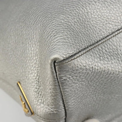 Prada Vintage Tote Leather, Silver, Leather, Tote Bag