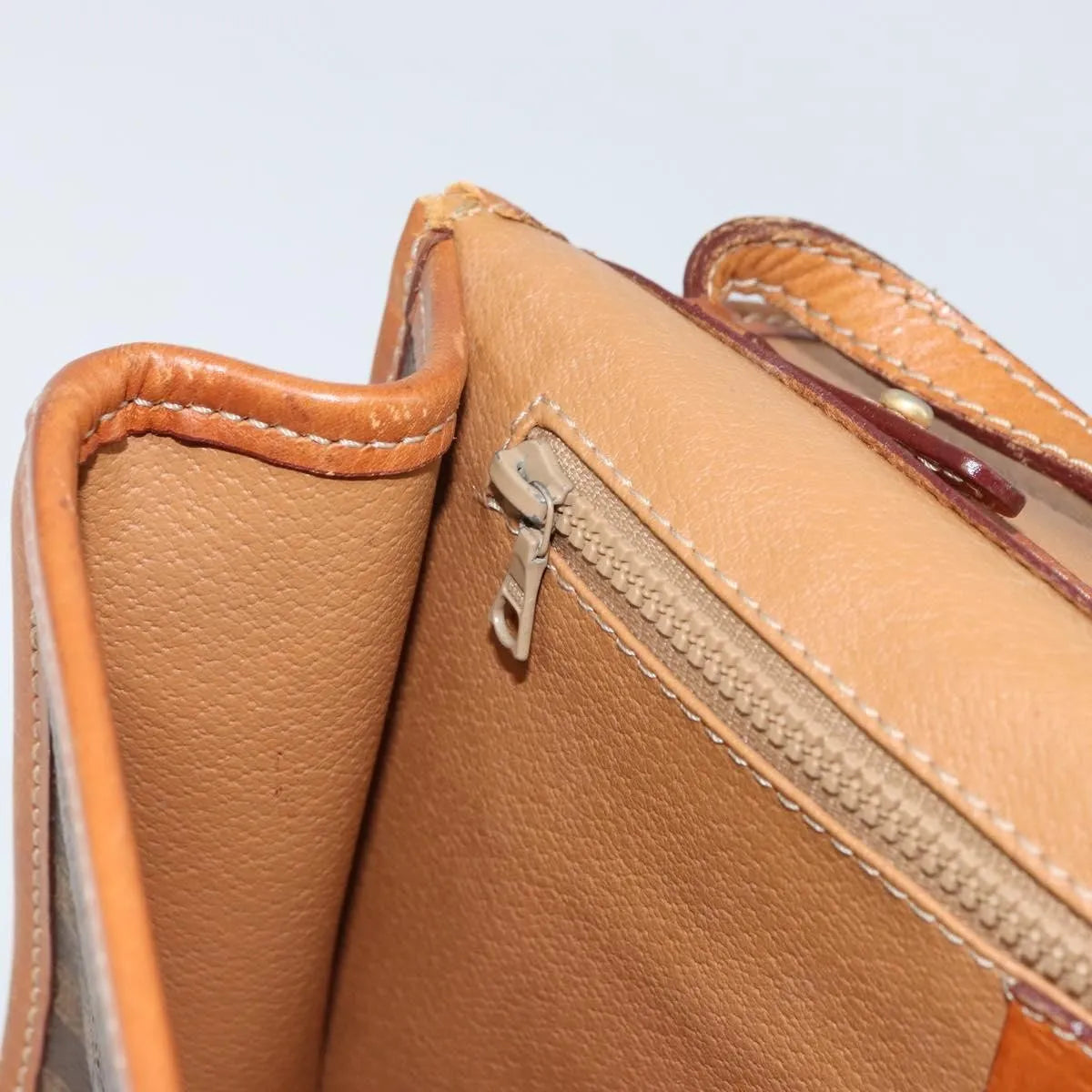 Celine Vintage Macadam Circle Logo Canvas and Leather, Brown, Canvas, Shoulder Bag