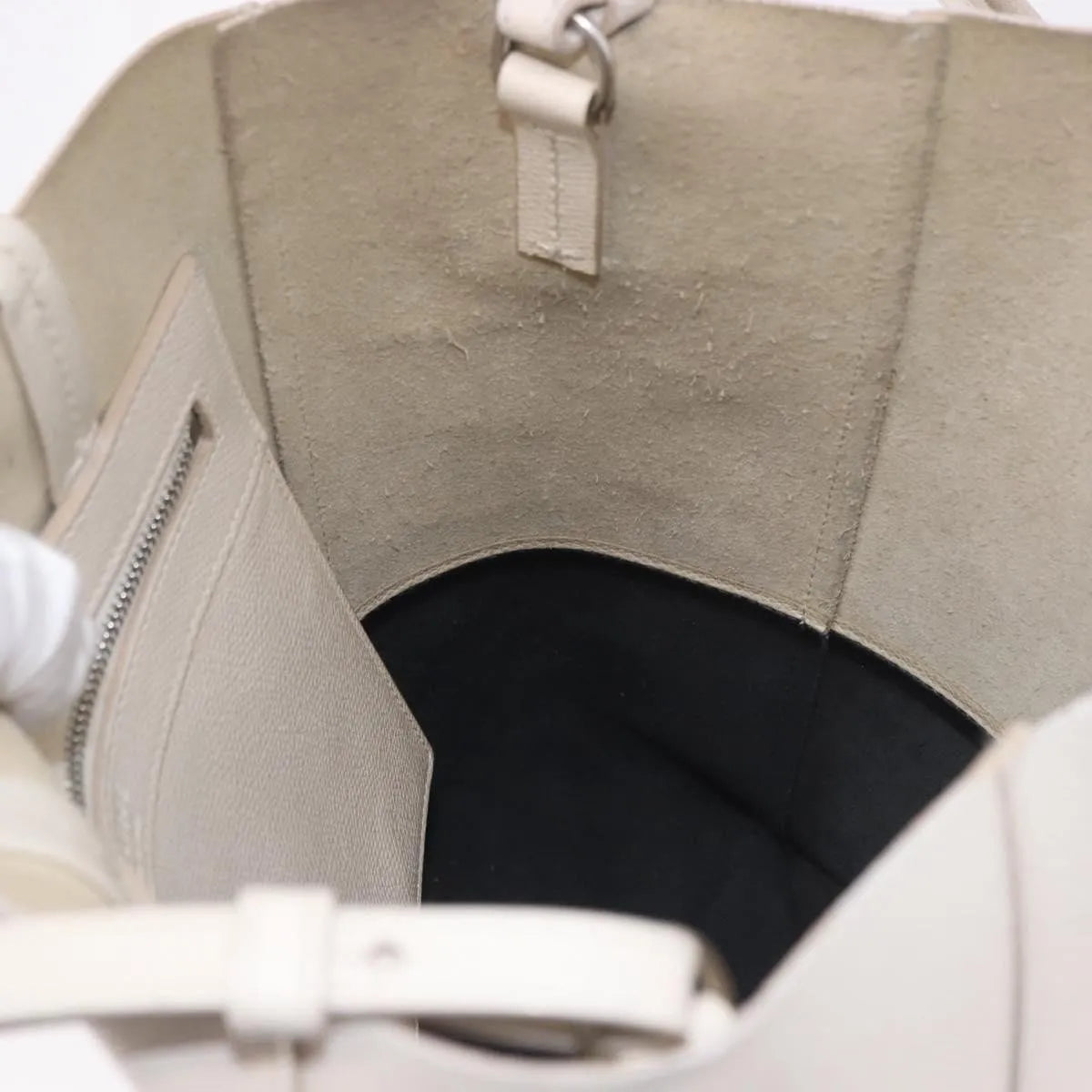 Celine Vertical Bi-Cabas Tote Leather, White, Leather, Tote Bag