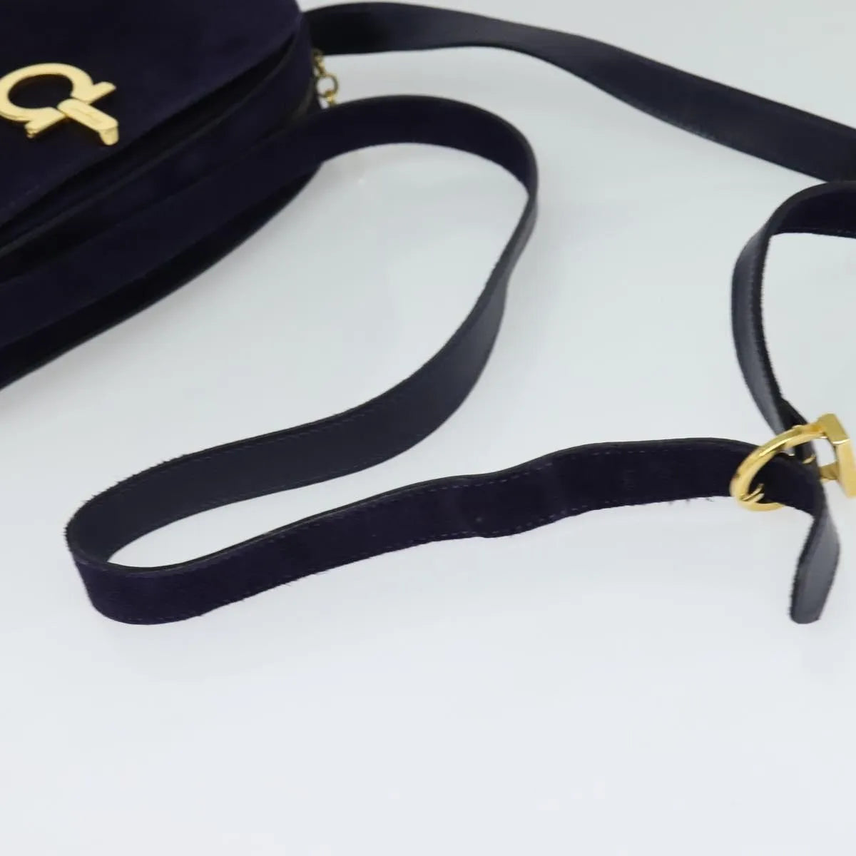 Salvatore Ferragamo Gancini Suede, Purple, Suede, Shoulder Bag