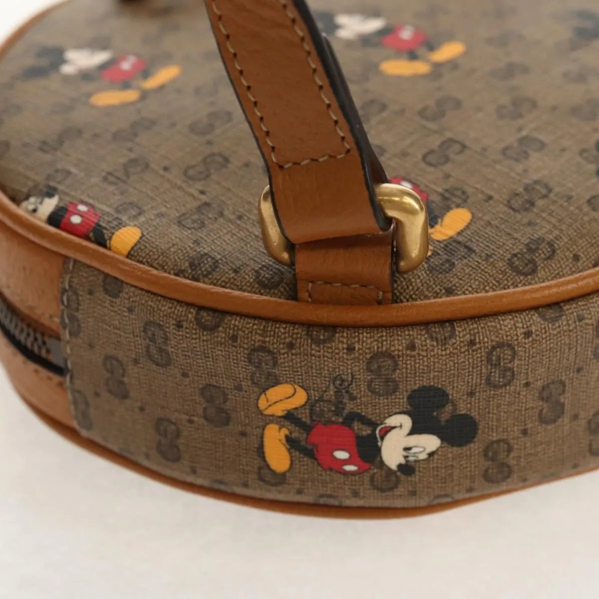 Gucci Disney Mickey Mouse Round Backpack (Outlet) Printed Mini GG Coated Canvas, Beige, Canvas, Backpack