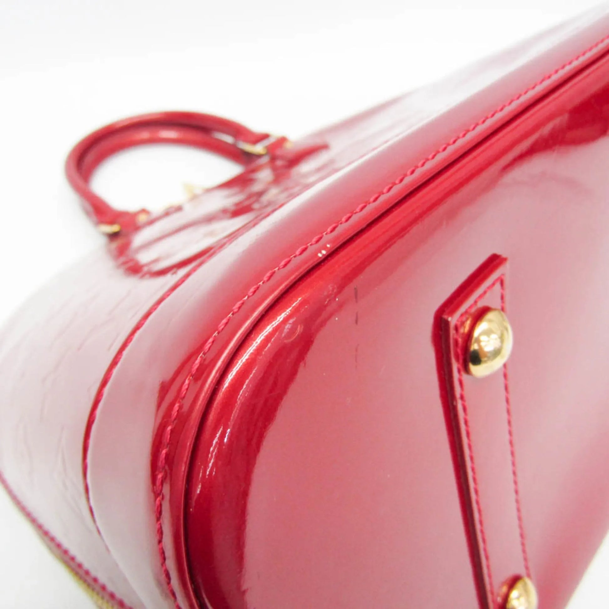 Louis Vuitton Alma Monogram Vernis, Red, Patent Leather, Handbag