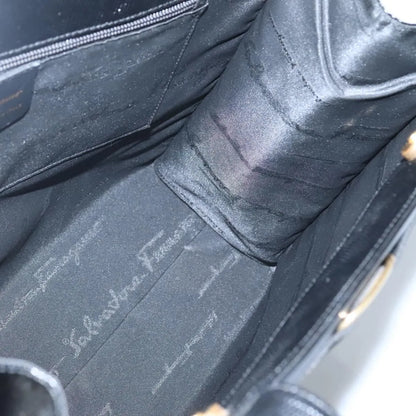Salvatore Ferragamo Vintage Vara Bow Tote Lizard Embossed Leather, Black, Leather, Tote Bag