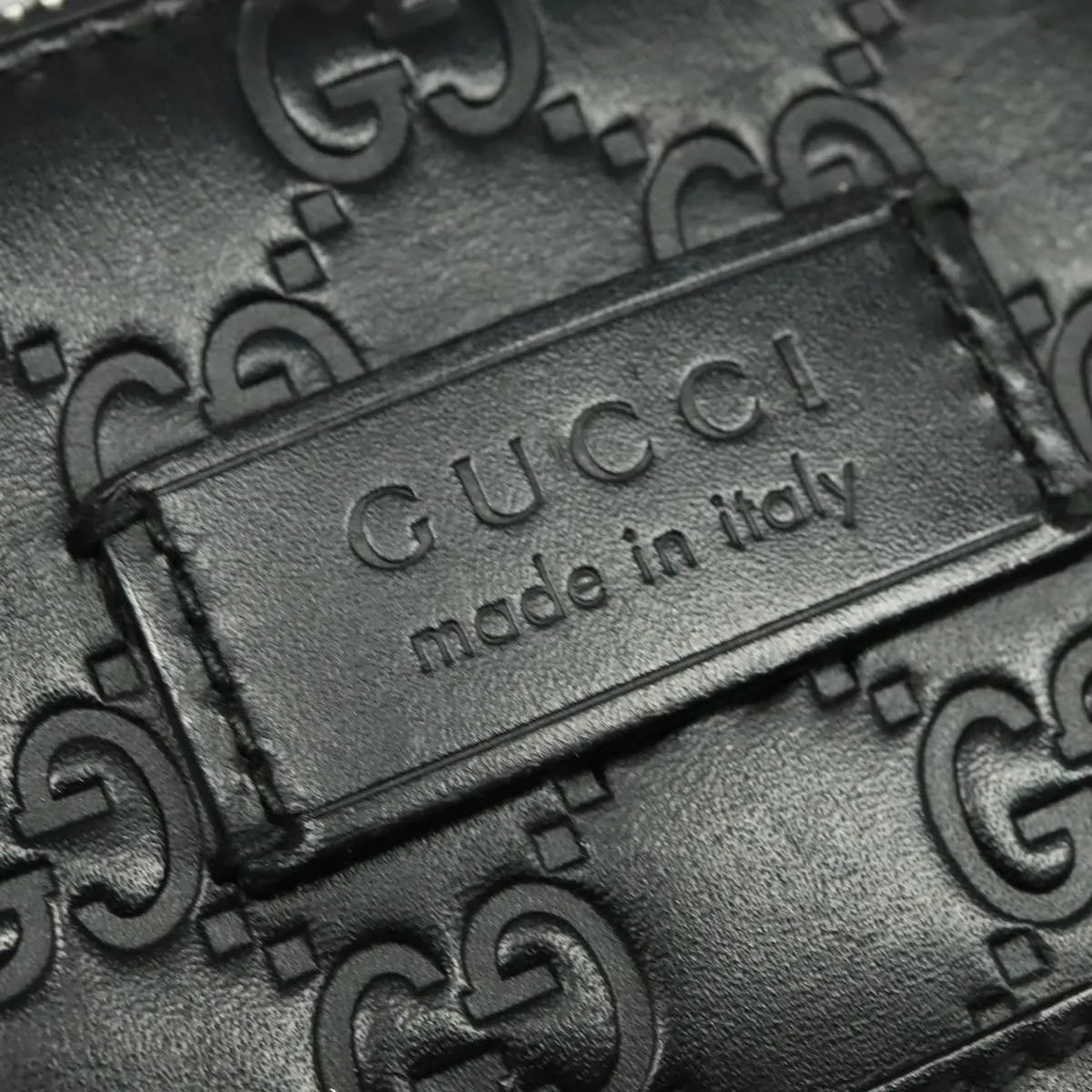 Gucci Signature Zip Messenger Guccissima Leather, Black, Leather, Shoulder Bag