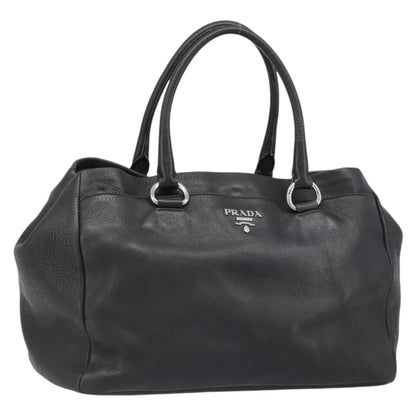 Prada Top Handle Tote Leather, Black, Leather, Tote Bag