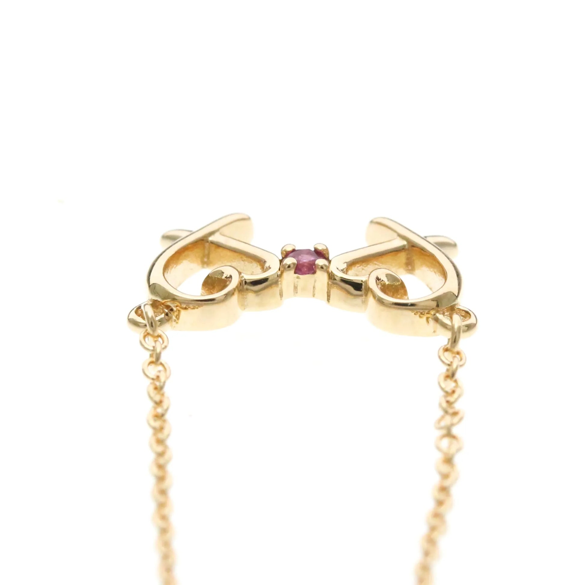 Tiffany & Co. Double Loving Heart Pendant 18K Rose Gold with Pink Sapphire, Gold, Pink Gold, Necklace