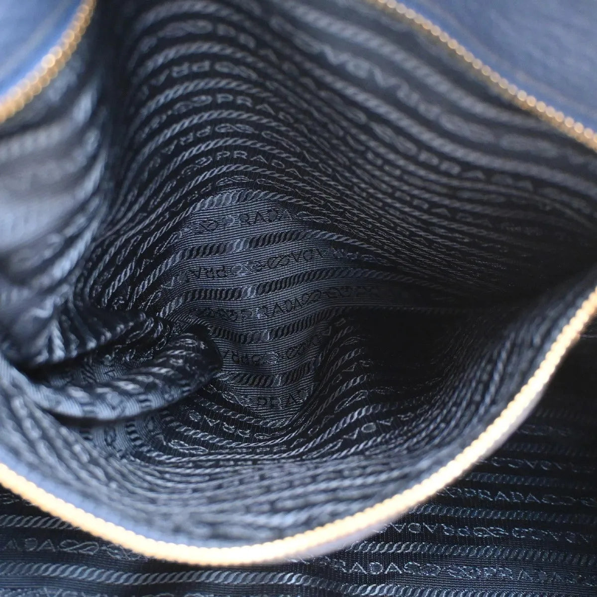 Prada Convertible Shopper Tote Vitello Daino, Navy, Leather, Tote Bag