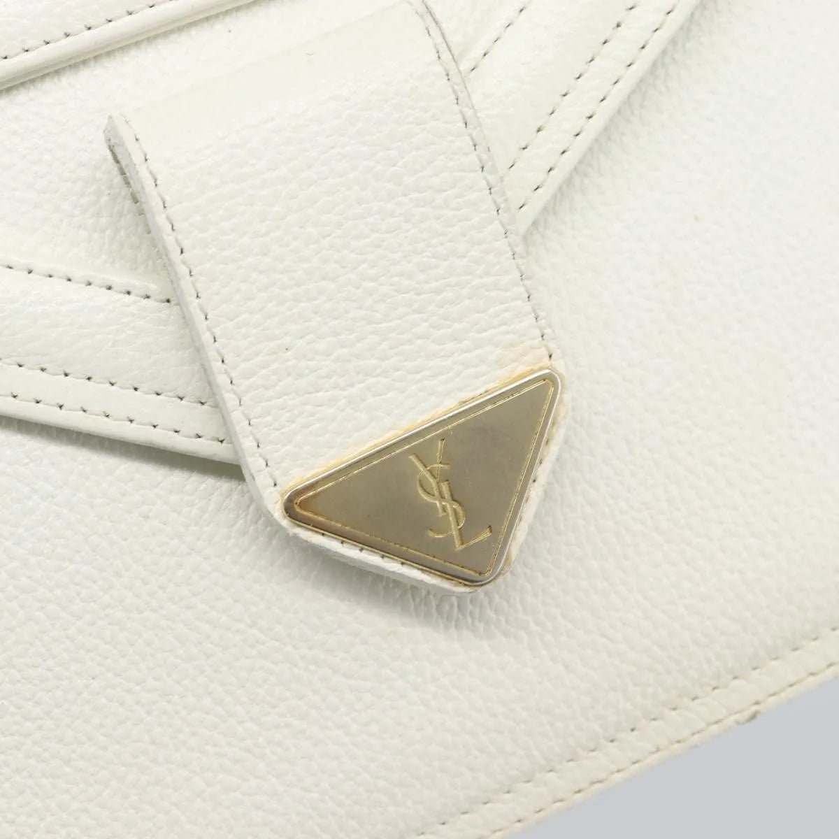 Saint Laurent Vintage Leather, White, Leather, Clutch