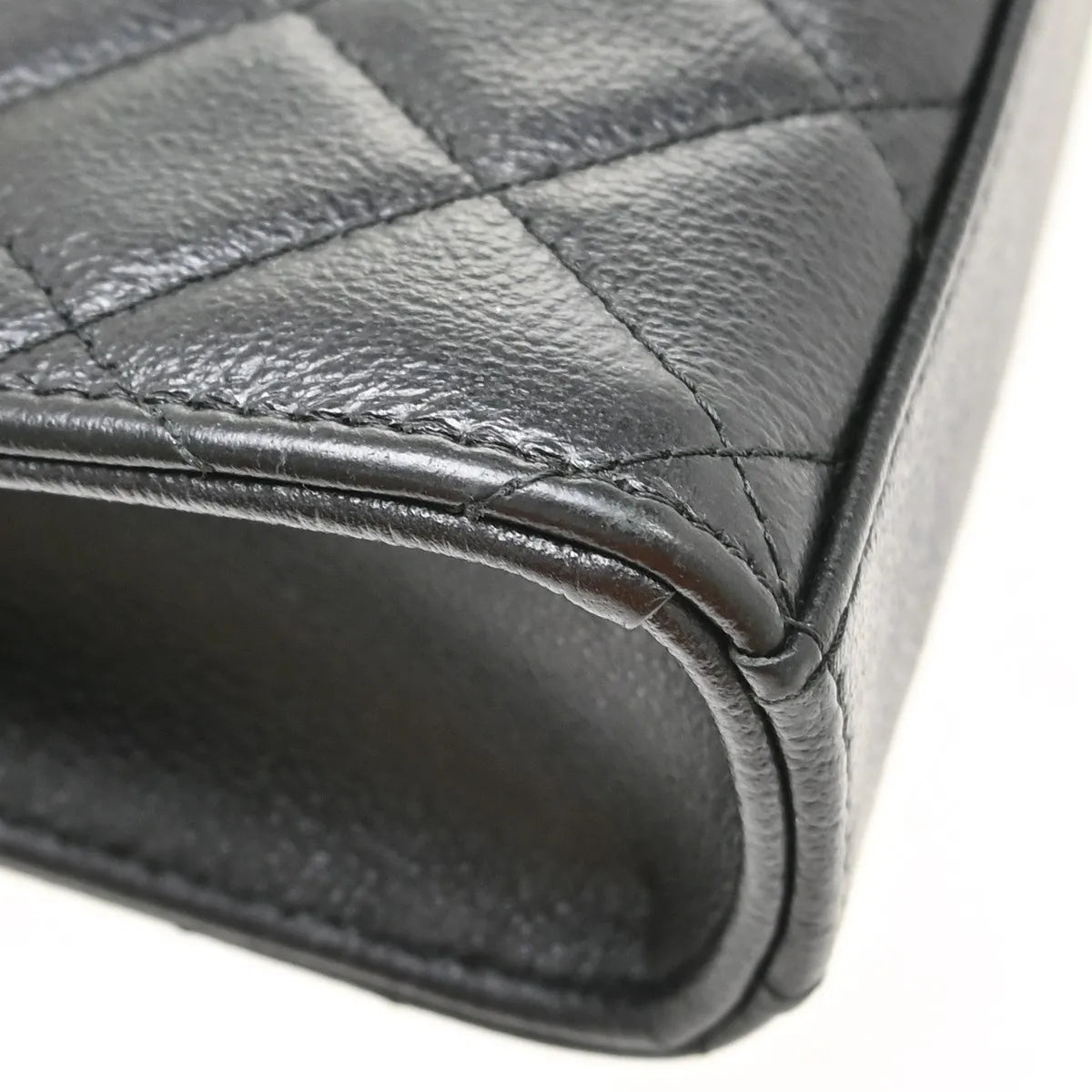 Chanel CC Flap Phone Holder Quilted Caviar, Black, Leather, Shoulder Bag