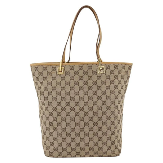 Gucci Vintage Bucket Shopping Tote GG Canvas, Beige, Canvas, Tote Bag