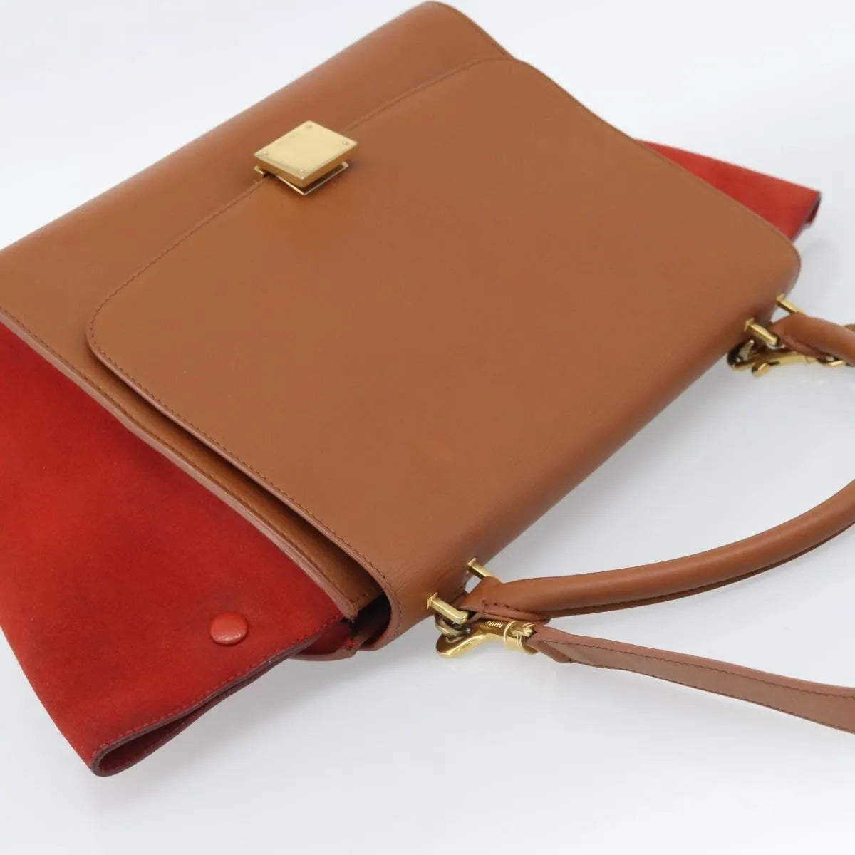 Celine Trapeze Leather with Suede, Brown, Leather, Handbag