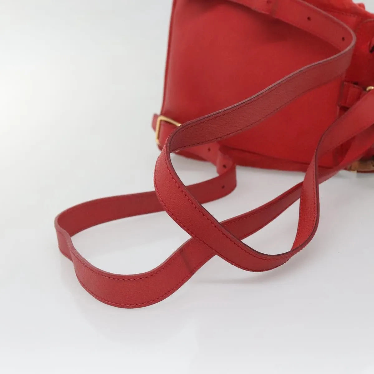 Gucci Vintage Bamboo Suede, Red, Suede, Backpack